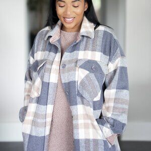 SO Plaid Shirt Jacket Shacket - (Size M)